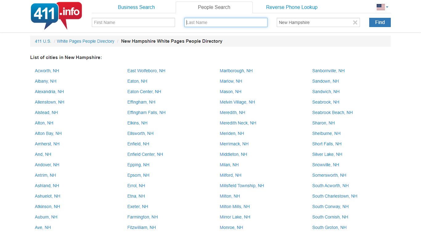 New Hampshire White Pages People Directory - 411.info™